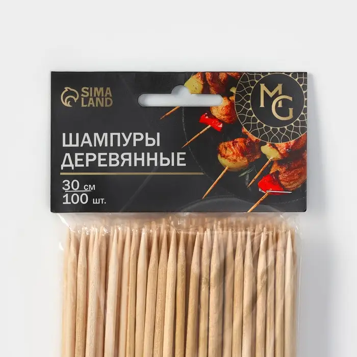 Шампур деревянный Magistro, 30&times;0.3 см, 100 шт., берёза
