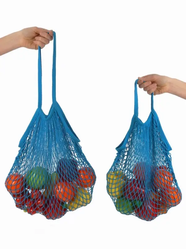 Набор 2 шт.: сумка-авоська плетёная, клетка 1.5 см, синяя