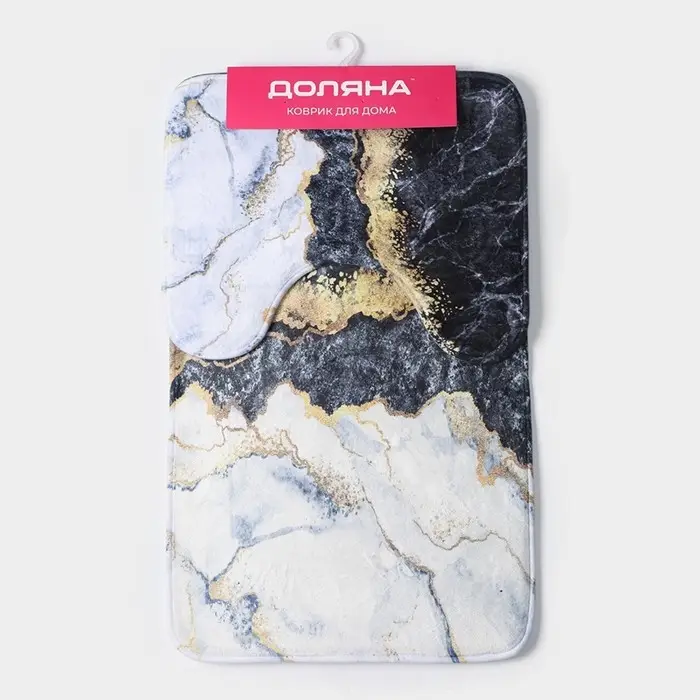 Коврики для ванной и туалета Доляна «Мрамор», 2 шт., 79×50 см, 50×39 см Коврики для ванной и туалета Доляна «Мрамор», 2 шт., 79×50 см, 50×39 см