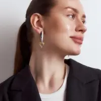Серьги &laquo;Сердце&raquo; кристалл, радужные в серебре