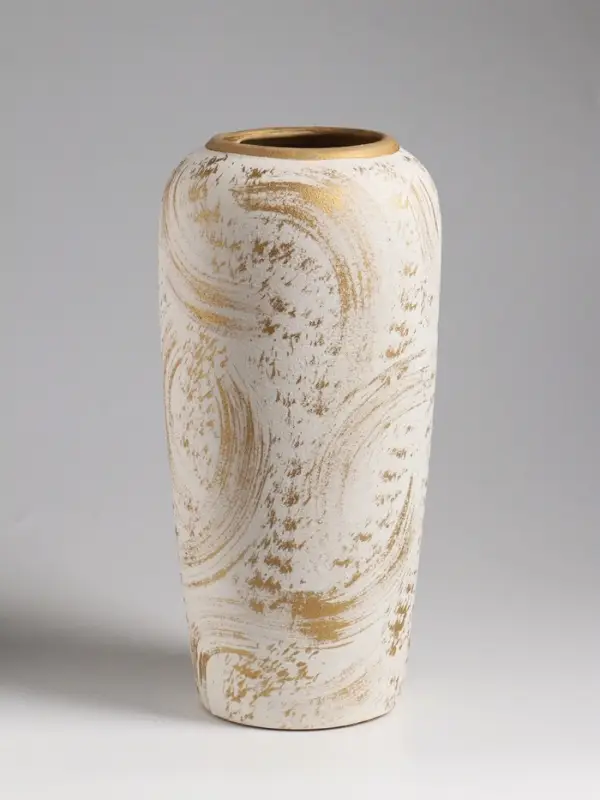 Ваза настольная керамика Ваза настольная керамика "Сэнс" 28,5х13 см, бело-золотой