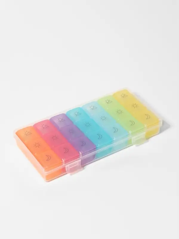 Таблетница - органайзер &laquo;Неделька&raquo;, съёмные ячейки, утро/день/вечер, 17.4&times;8.2&times;2.5 см, 7 контейнеров по 3 секции, разноцветная