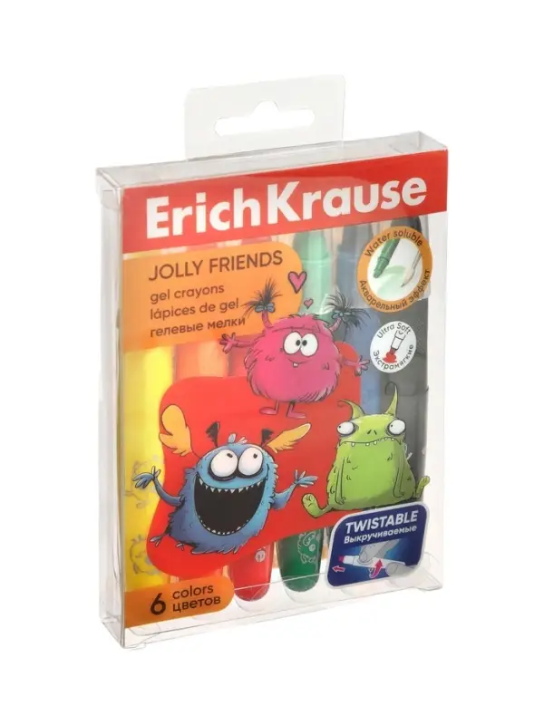 Гелевые мелки 6 цветов ErichKrause Jolly Friends