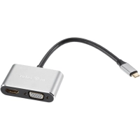 Кабель USB3.1 TypeCm - HDMI+USB3.0+PD+VGA Alum Grey 4K, Telecom <TUC055