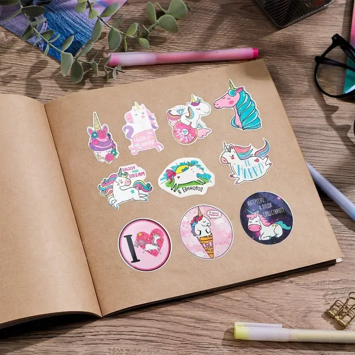 Наклейки-стикеры «Единорожки», 7×7 см, набор 10 шт.