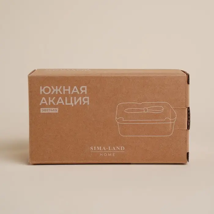 Паштетница с ножом SL Home &laquo;Южная акация&raquo;, фарфор, 2 предмета: паштетница с деревянной крышкой 650 мл, нож 12.3&times;3 см