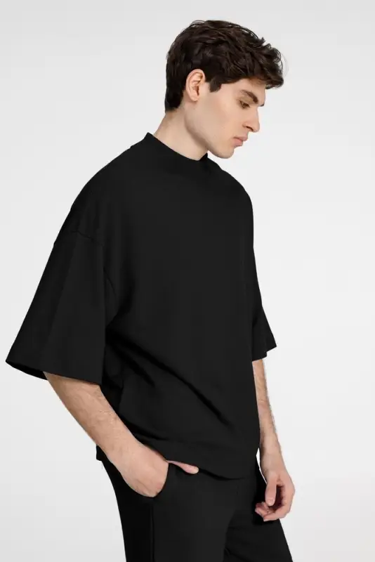 Футболка оверсайз унисекс T9, черная, размер XS/S