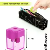 Точилка ErichKrause Wave Mini Neon, с контейнером, МИКС