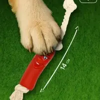 Игрушка для собак &laquo;Сосиска в очках на верёвке&raquo;, 14 см, винил, красная