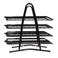 Лоток для бумаг А4, горизонтальный, металлическая сетка, 4 отделения, чёрный