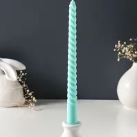 Набор свечей витых 25 см, 2 шт., 57 г, 5 ч, мятный