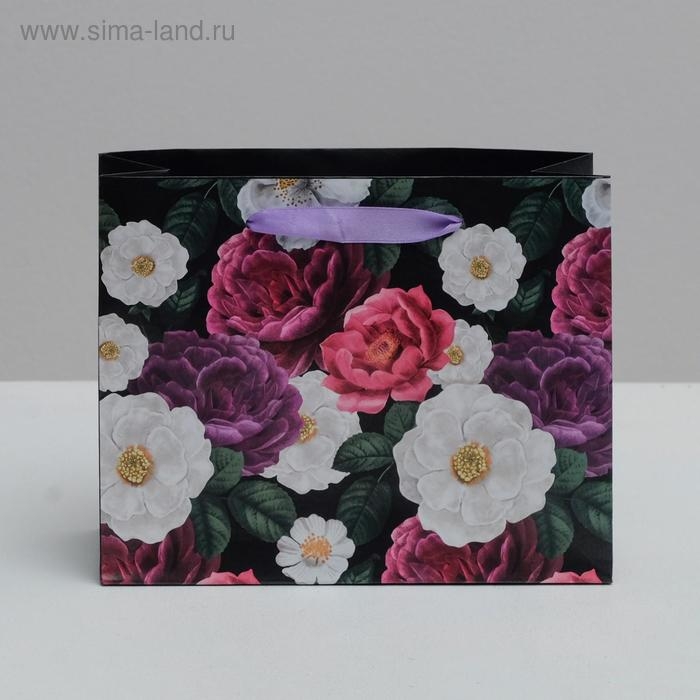Пакет подарочный ламинированный горизонтальный, упаковка, «Цветы», 22 х 17.5 х 8 см