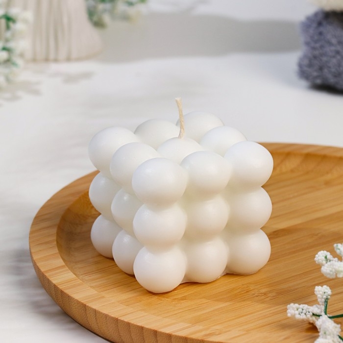 Свеча фигурная  "Бабл куб", 5х5 см, белая