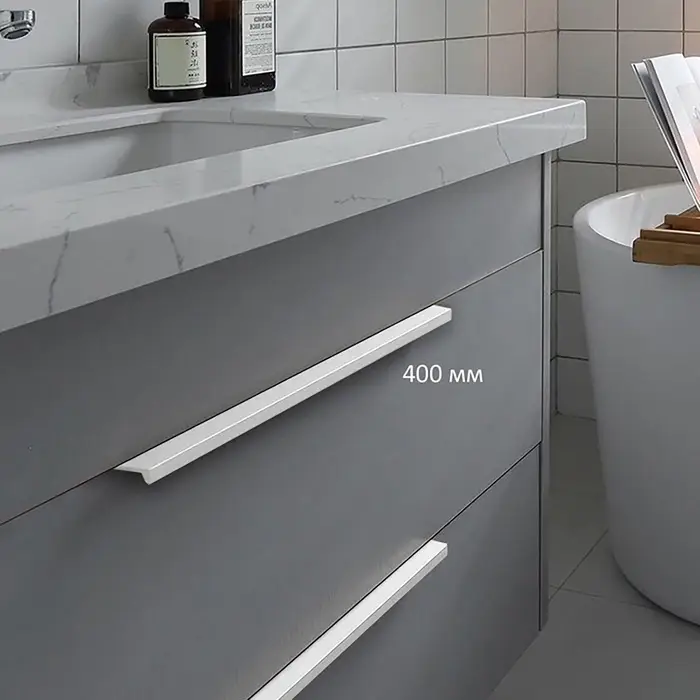 Ручка профильная мебельная торцевая CAPPIO RT001WH, L=400 мм, м/о 256 мм, белая