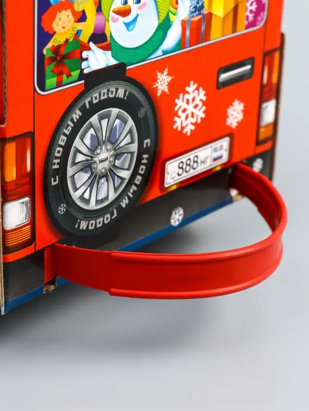 Подарочная коробка Подарочная коробка "Снеговик на джипе", 11,3 х 28,7 х 14 см