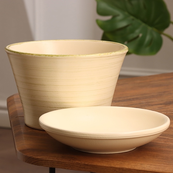 Горшок цветочный Горшок цветочный "Мессина" бежевый-золото 1,4 л