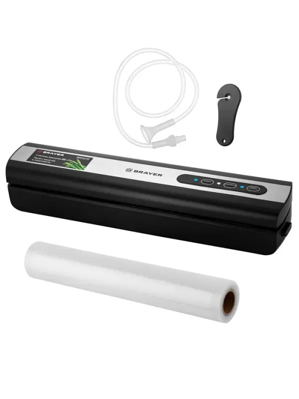 Вакууматор BRAYER 5072BR, 120 Вт, 3 л/мин, 0.65 бар, ширина пакета 29 см, чёрный Вакууматор BRAYER 5072BR, 120 Вт, 3 л/мин, 0.65 бар, ширина пакета 29 см, чёрный
