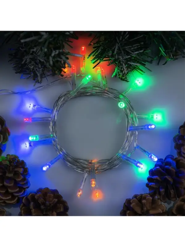 Гирлянда &laquo;Нить&raquo; 2.5 м, IP20, прозрачная нить, 25 LED, свечение мульти, фиксинг, 220 В