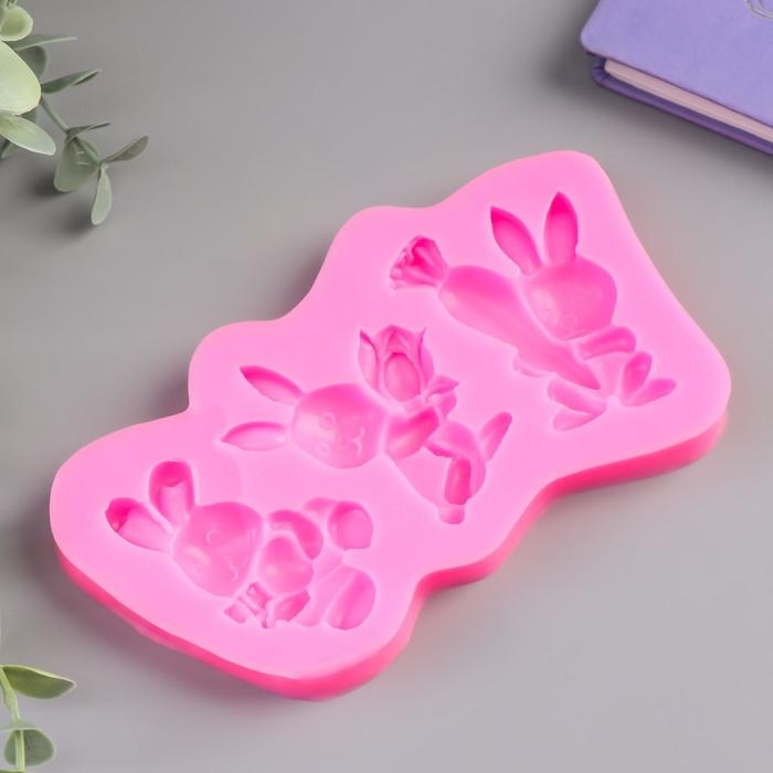 Молд силикон  Молд силикон "Зайчики" 3 предмета 1х15,5х8 см