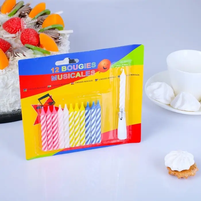 Свеча для торта, набор 12 витых, 1 музыкальная