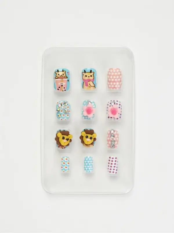 Детские накладные ногти &laquo;Северный мишка&raquo;, 12 шт.