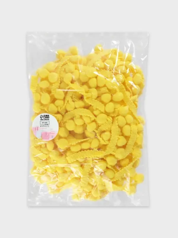 Тесьма декоративная с помпонами, 25&plusmn;5 мм, 8.2&plusmn;0.5 м, жёлтая