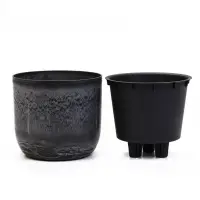 Кашпо со вставкой 3,7 л d22 см h20 см МИКРИТ серый слайн