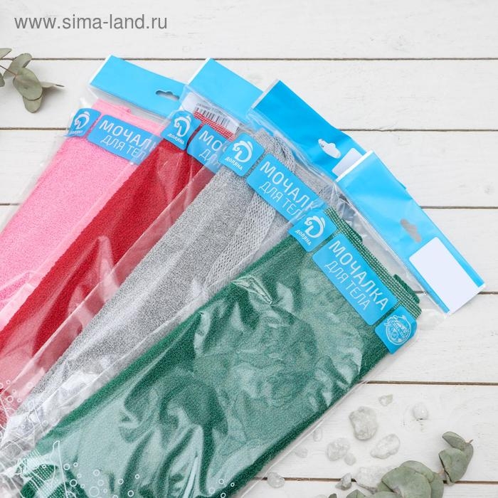 Мочалка-лента для тела Доляна «Нежность», хлопковая, 40×11 см, цвет МИКС