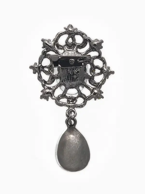 Брошь &laquo;Императрица&raquo;, вензеля, цвет изумрудный в сером металле