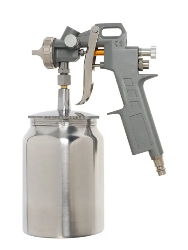 Краскораспылитель пневматический ТУНДРА, до 4 бар, сопло 1.5 мм, нижний бачок 1 л
