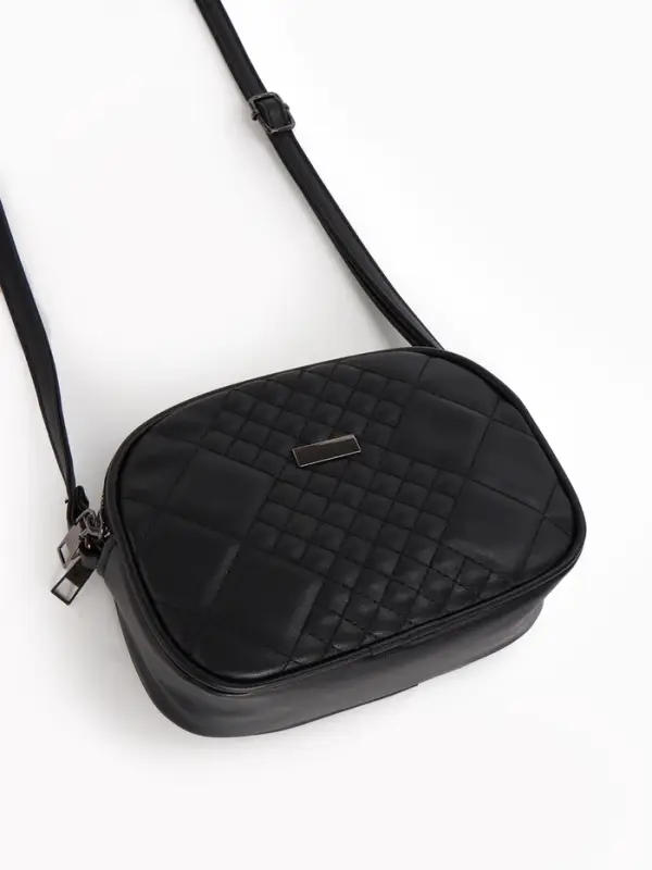 Сумка женская кросс-боди на молнии, 19&times;7&times;15 см, в клетку, чёрная