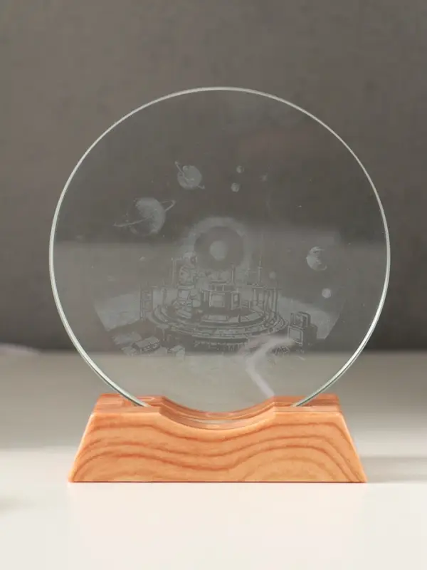 Сувенир стекло свет Сувенир стекло свет "Диск.Космическая станция" 5хLED d=10 см, USB 10х4х11,4 см