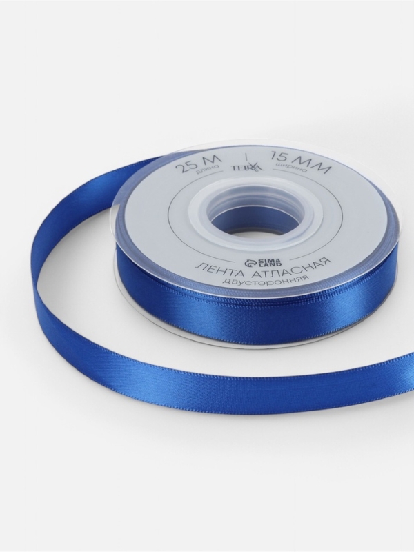 Лента атласная двухсторонняя №0329 15мм*25±1м синий TR Лента атласная двухсторонняя №0329 15мм*25±1м синий TR