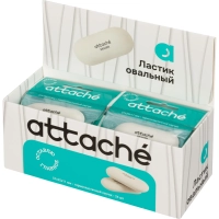 Ластик овальный Attache, 57x25x11, термопласт.каучук, белый