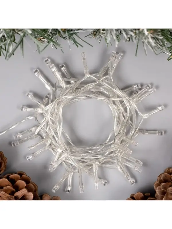 Гирлянда &laquo;Нить&raquo; 2 м, IP20, прозрачная нить, 20 LED, 2 режима, от батареек АА&times;3, свечение фиолетовое