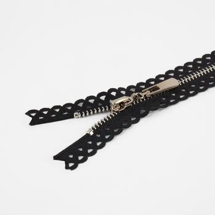 Молния металлическая, №3, неразъёмная, замок автомат, 30 см, чёрная, никель