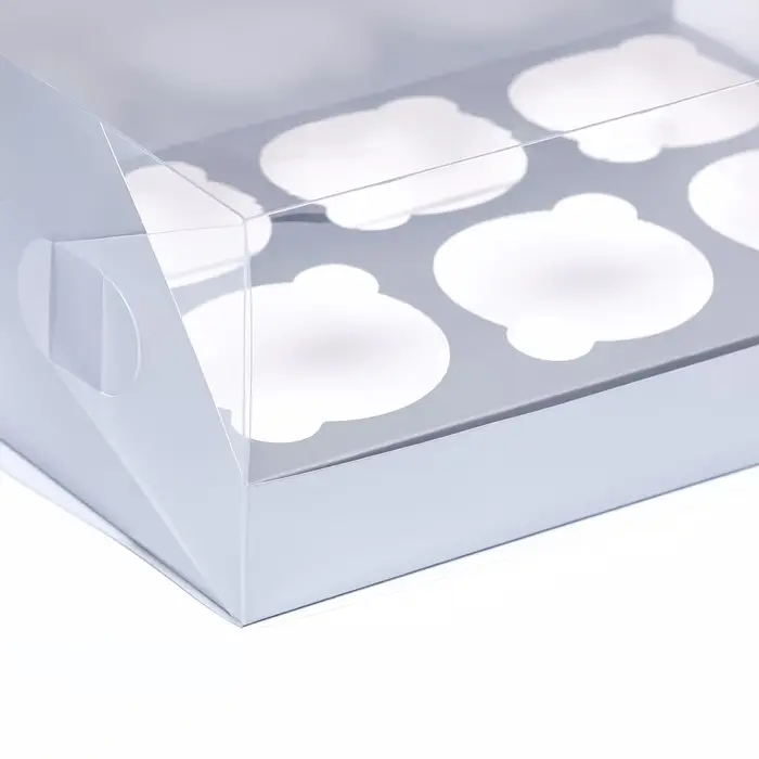 Коробка для 6 капкейков 23.5&times;16&times;10 см, серебро