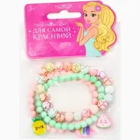Браслет детский набор 3 шт. "Выбражулька" фрукты, бусины кракелюр, цвет МИКС
