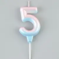 Свеча для торта на шпажке &laquo;Градиент. Цифра 5&raquo;, 3.5&times;5&times;1 см, розовая