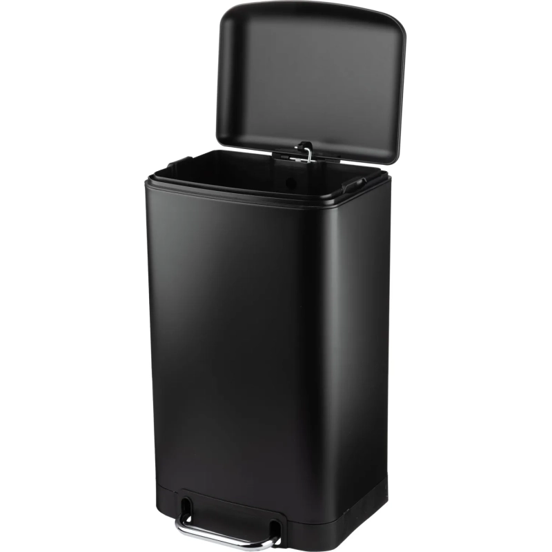 Ведро мусорное с педалью и доводчиком Luscan 30л,черное,прямоуг,металл