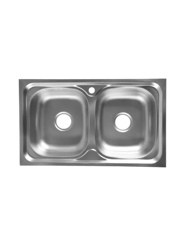 Мойка кухонная ZEIN, накладная, двойная, 0.6 мм, 80&times;48&times;15 см, 3 1/2&rsquo;&rsquo;, с сифоном
