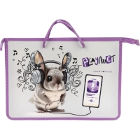 Папка для тетрадей Шиншилла А4 на молнии с ручками,пластик,45мм,88443