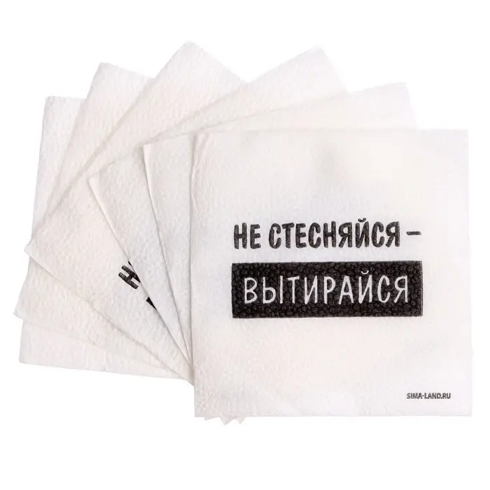 Салфетки бумажные однослойные &laquo;Не стесняйся-вытирайся&raquo;, 24&times;24 см, набор 20 шт.