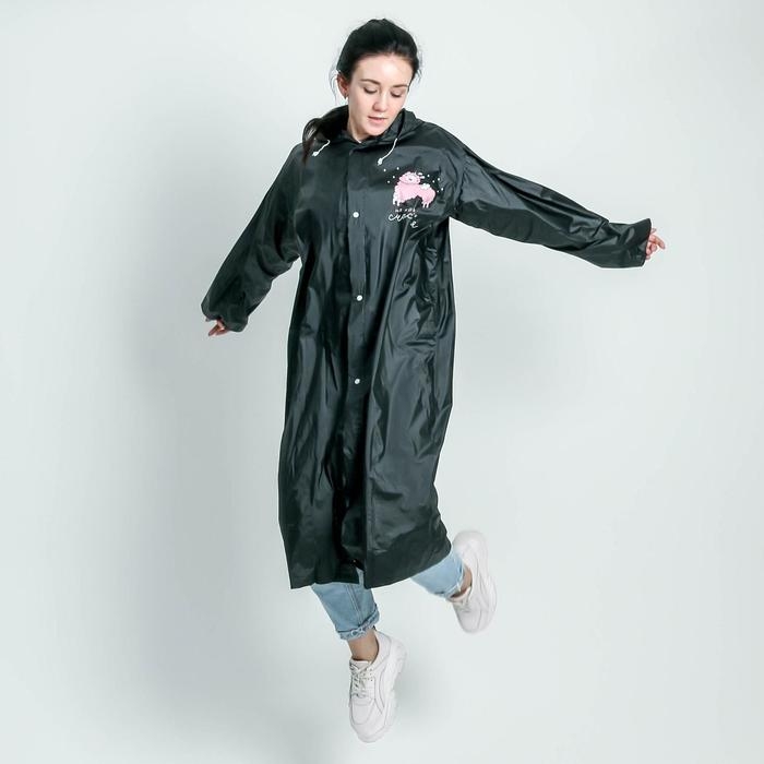 Дождевик взрослый плащ «На крыльях счастья», размер универсальный, размер 42-48, 60 х 110 см, цвет чёрный Дождевик взрослый плащ «На крыльях счастья», размер универсальный, размер 42-48, 60 х 110 см, цвет чёрный