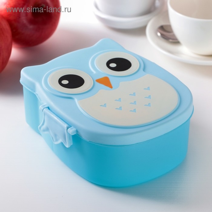 Ланч - бокс пластиковый с ложкой&laquo;Совушка&raquo;, 2 отделения: 300 мл, 450 мл, цвет МИКС