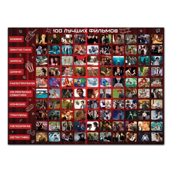 Скретч - карта. Плакат со скретч слоем «Список фильмов», А3 Скретч - карта. Плакат со скретч слоем «Список фильмов», А3