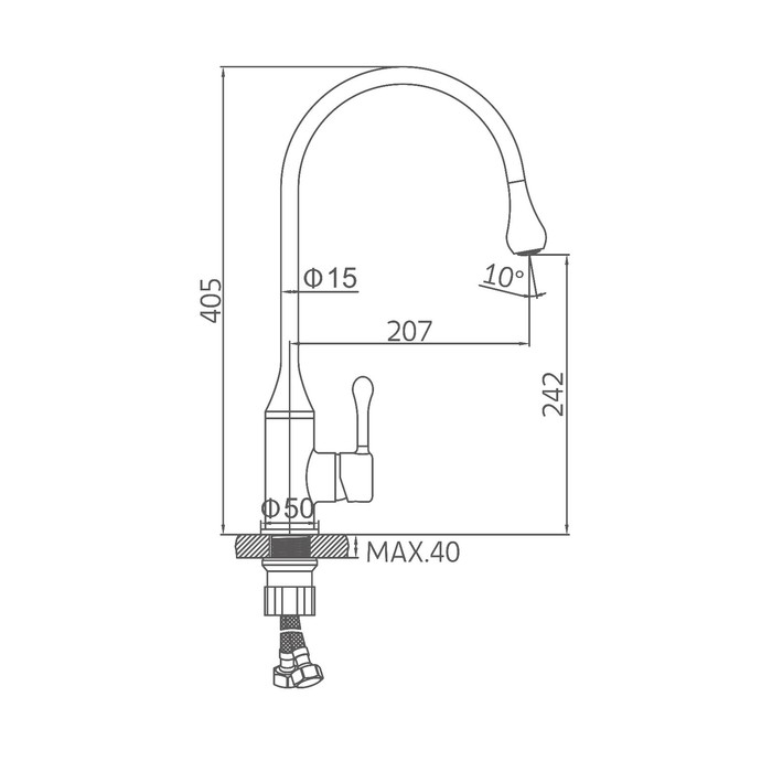 Cмеситель для кухни Accoona A4490F-4, однорычажный, каплеобразный излив, латунь, черный Cмеситель для кухни Accoona A4490F-4, однорычажный, каплеобразный излив, латунь, черный