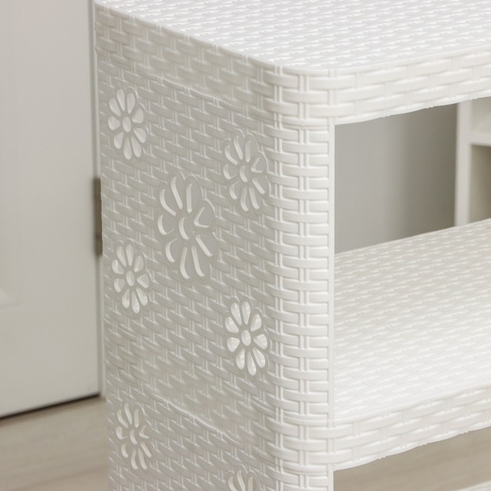 Этажерка напольная 4-х секционная «Плетёнка», цвет белый Этажерка напольная 4-х секционная «Плетёнка», цвет белый