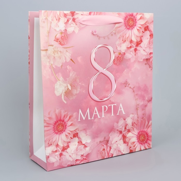 Пакет подарочный ламинированный, упаковка, «С 8 марта», цветы, M 30 х 26 х 9 см Пакет подарочный ламинированный, упаковка, «С 8 марта», цветы, M 30 х 26 х 9 см