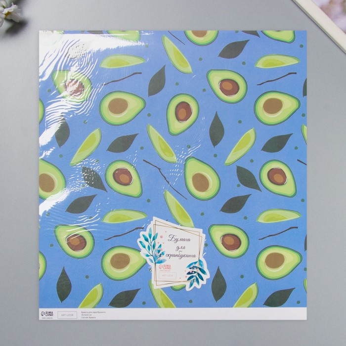 Бумага для скрапбукинга Бумага для скрапбукинга "Авокадо" плотность 180 гр набор 5 шт 30,5х32 см